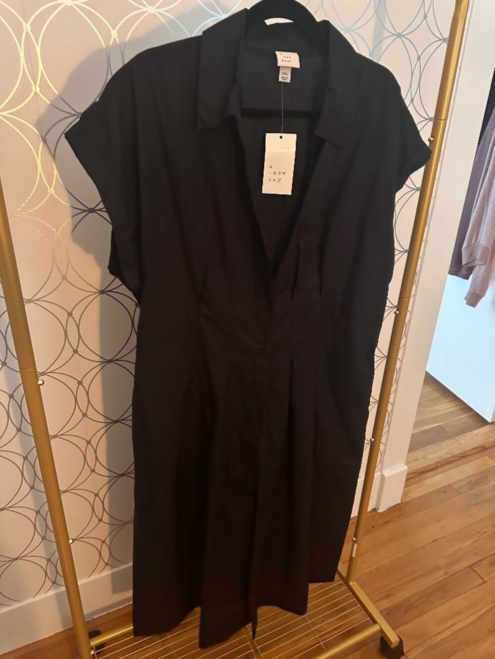 A New Day Black Button-Front Dress — XXL